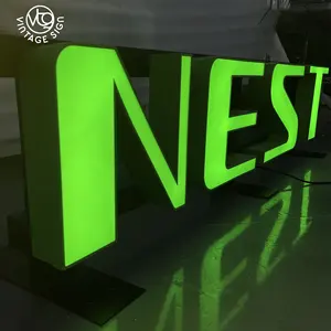  Letrero de letras personalizado, letreros Led con iluminación frontal, diseño de nombre de tienda, letras 3D, logotipo de letrero publicitario con iluminación frontal