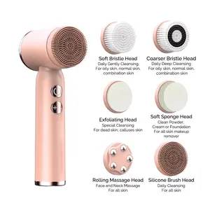 Facial Cleansing Spin Roller Sonic Massager Portable Waterproof Cleaner Brush Silicone Electric Face Brush Cleanser