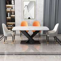 Ensemble de table à manger en marbre et acier inoxydable doré de qualité supérieure, design moderne, meubles de luxe pour la maison