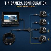 Kit Moniteur DVR AHD 7 Pouces avec Caméras ADAS 1-4 IP68, Écran Partagé, Résolution 1024x600 pour la Sécurité des Camions/Vans/Bus MCI