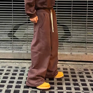 Breathable Anti-pilling Wide Straight Leg Custom Heavyweight 500 GSM Cotton Fleece Track Flared <strong>Jogger</strong> <strong>Men's</strong> <strong>Baggy</strong> Sweatpants - Product Image 3