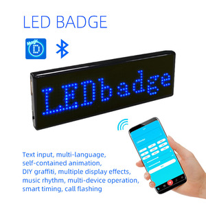 LED Digital Bt dapat diisi ulang, lencana LED DIY, pesan bergulir Mini, Tag nama LED 15 bahasa tampilan modul lencana - Product Image 6