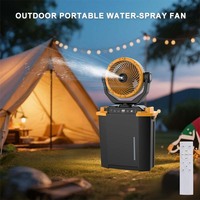 Ventilateur à brumisation d'eau portable de 8 pouces pour l'extérieur avec réservoir d'eau, LED et télécommande, ventilateur électrique rechargeable solaire avec panneau solaire