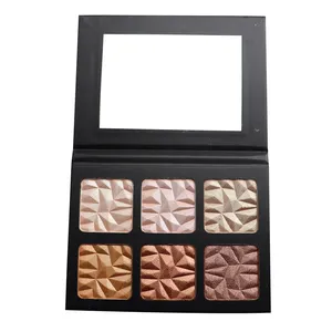 Paleta de resaltador de brillo de etiqueta privada impermeable cara y maquillaje brillo bronceador polvo prensado conjunto de resaltado cosmético