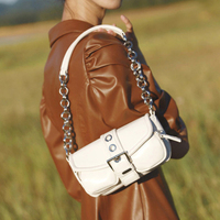 Retro Phụ Nữ Chuỗi Nhỏ Túi Thạch Màu Rắn PU Leather Ladies Nách Túi Thời Trang Nữ Nách Túi Tote Ví Túi Xách