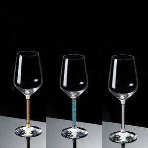 Verres à vin rouge modernes et luxueux transparents de 420 ml et 450 ml avec pied orné de diamants pour Cabernet Sauvignon et Merlot, France Bordeaux - Product Image 1