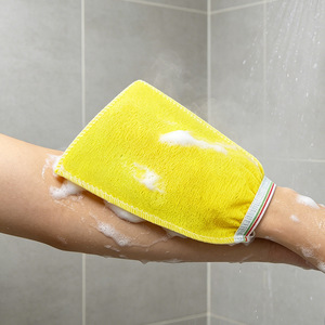 Bath Gloves Single Sided Yellow Polyester Exfoliating Tool For <b>Back</b> <b>Scrubbing</b> Shower Use - Product Image 3