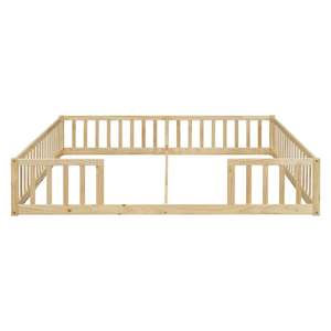 Letto <span class=keywords><strong>a</strong></span> Pavimento Montessori in Legno Massello per Camera dei Bambini, Colore Naturale, <span class=keywords><strong>Due</strong></span> Misure, Letto Matrimoniale - Product Image 5