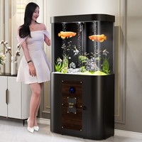 Aquarium intelligent en acrylique avec filtre de fond ultra silencieux, 170L, ovale, sur pied, avec éclairage LED pour salon