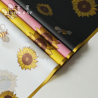 Papier d'emballage SINOWRAP Premium imprimé tournesol et abeilles, motif bordure mignon, rouleau pour bouquets, fournitures pour fleuristes