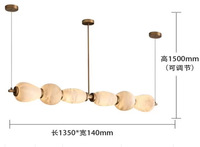 Suspension linéaire de luxe nordique en cuivre, lustre post-moderne en faux marbre pour îlot de cuisine, bar, salon de thé et salle à manger
