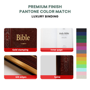 Bibbia con Copertina Rigida Personalizzata, Stampa a Caldo del Logo, Carta Interna Goffrata, Copertina in Pelle PU, Bibbia in Inglese - Product Image 2