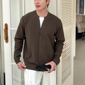 Soft Warm Stand Collar Faux Two Piece Knit <b>Cardigan</b> <b>Men</b> Thermal Knitted Sweater Jacket Button Front Long Sleeve Outerwear - Product Image 4