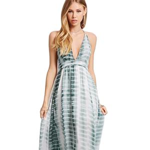 Femmes été bohême plage attrayante Protection solaire dos nu cravate teinture longue Maxi Style décontracté longueur au sol rayonne Protection solaire - Product Image 1