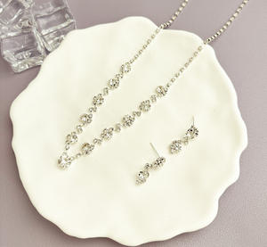 Conjunto de Collar y Pendientes de Moissanita para Mujer, <span class=keywords><strong>Accesorios</strong></span> para Vestido de Novia, Pendientes de Cadena para Clavícula Modernos y Sencillos - Product Image 4