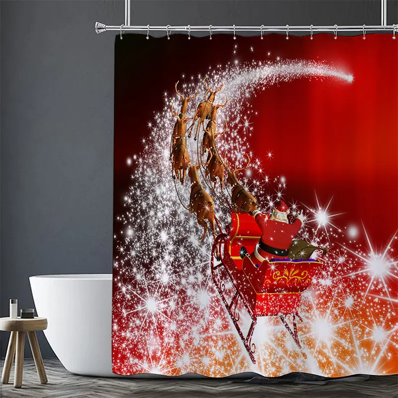 Amazon Bathroom Accessories Bath Curtain 3d Shower Curtain Santa Claus Cartoon Christmas Shower Curtain Bathroom