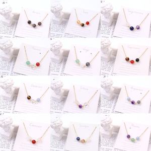 Diseño Popular piedra preciosa curativa Natural <span class=keywords><strong>amatista</strong></span> piedra de cuarzo rosa cristal collar del zodiaco <span class=keywords><strong>para</strong></span> mujer joyería - Product Image 3