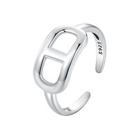 Bague carrée basique tendance en argent sterling 925, ajustable, pour femme, cadeau de rendez-vous, bijoux fins SCR965