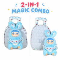 Nouveau design, adorable sac à dos léger pour filles, motif lapin en peluche bleu floral, style Kawaii, pour la maternelle et la petite enfance