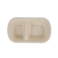 Boîte à lunch jetable biodégradable de 750ml Conteneur de bagasse de canne à sucre à 2 compartiments pour salade, gâteau, fruits, plats à emporter