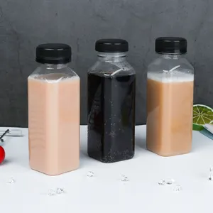 2oz 4oz 8oz 12oz Biodegradable Milk Container Packaging Plastic Square Fruit Juice Bottles