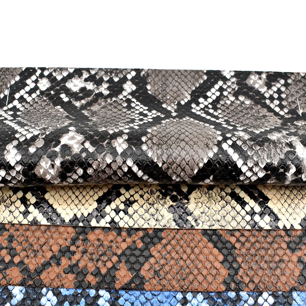 New Design 0.9mm Thick Python Snake Pattern Semi Pu Buy Synthet Leather Artificial Leather For Bags, Handbags And Furniture