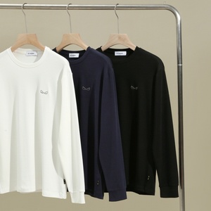 T-shirt à manches longues pour homme, décontracté, basique, en coton mercerisé de haute qualité, uni, pour un usage quotidien - Product Image 1