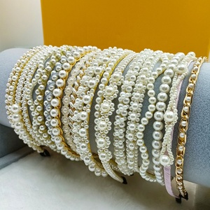 Accesorios para el cabello con nudo trenzado para mujer, bandana de cristal de metal para novia, diamantes de imitación, diadema con cuentas de perlas para mujer 2023 - Product Image 1
