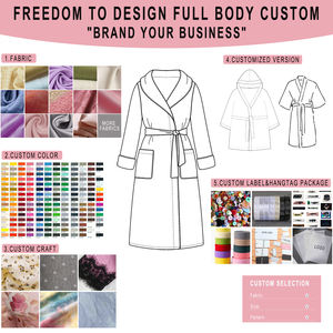 Bata de satén personalizada para mujer Detalles de encaje Mangas 3/4 Poliéster Sexy Albornoces de lujo Ropa de dormir Kimono Bata - Product Image 4