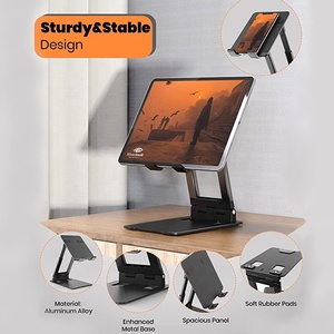 Support de tablette portable réglable en hauteur/angle pliable <span class=keywords><strong>I</strong></span> <span class=keywords><strong>Pad</strong></span> <span class=keywords><strong>Stand</strong></span> jusqu'à 12.9 ", support de tablette de téléphone en aluminium compatible - Product Image 5