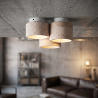 Vente directe d'usine, design minimaliste, luminaire de plafond en travertin, salon, lampe de plafond LED ronde en pierre jaune, simple et créative