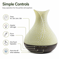Diffuseur d'arômes et humidificateur évaporatif 500 ml en verre craquelé, sans BPA, LED 7 couleurs, minuterie 1/3/6H, arrêt automatique, AC100-240V, pour hôtel