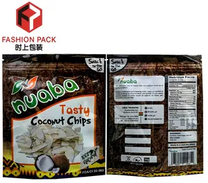 Sac en plastique refermable Ziplock pour emballage de farine de noix de coco, sac de poudre de noix de coco debout Ziplock