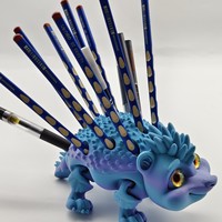 Vashine Portalápices Divertido de Erizo Impreso en 3D, Adorno de Escritorio, Material PLA, Juguetes Seguros para Niños, Portalápices de Animales Impreso en 3D