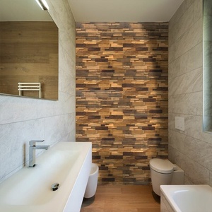 MUMU DESIGN Self Adhesive <strong>Wood</strong> Wallboard <strong>Planks</strong> <strong>Reclaimed</strong> Rustic Look <strong>Wood</strong> Mosaic - Product Image 4