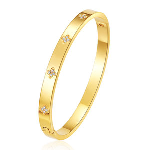 กำไลข้อมือแฟชั่นสแตนเลสสตีล 316L ชุบทอง 14k 18k ประดับเพชร CZ แบรนด์ดีไซเนอร์สำหรับผู้หญิง - Product Image 5