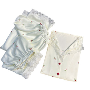 S3947R New Thin Ice Silk Three-piece Suit Internet Celebrity Cherry High-grade Ladies Home Clothes - Product Image 5