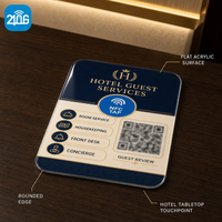 Autocollant de table NFC en acrylique OEM, personnalisable avec code QR, pour avis multi-localisations, idéal pour hôtels et chaînes de magasins