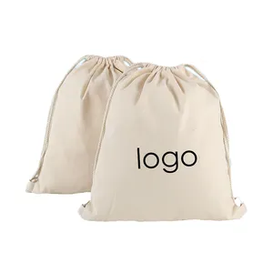 Custom jewelry bag 100% Organic Cotton canvas pouch Small Cotton Drawstring Bag With Logo for gift packaging