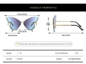 Gafas de Sol de Marca para Mujer, Diseño de Mariposa con Diamantes, Estilo Vintage Y2K, Sin Montura, Extra Grandes, 2025 - Product Image 6