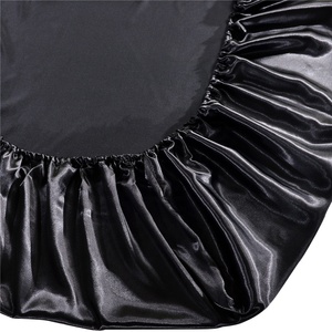 Parure de lit de luxe en satin de soie <span class=keywords><strong>noir</strong></span>, taille King, 4 pièces, draps-housses en microfibre, motif uni, 600 fils, pour hôtels et usage domestique - Product Image 2