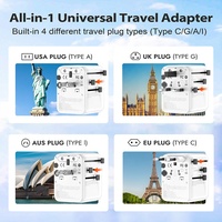 World Plug adaptor pengisi daya perjalanan, 65W GaN adaptor pengisian daya cepat Universal colokan pengisi daya perjalanan internasional untuk Laptop & kamera fungsi PD