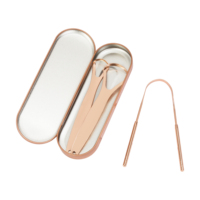 Échantillons gratuits Nettoyant pour langue dentaire personnalisé pour soins bucco-dentaires Grattoir à langue en acier inoxydable en forme de U en or rose pour adultes et enfants