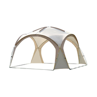 Abri de camping multi-personnes, pare-soleil, imperméable, à quatre côtés ventilés, auvent en forme de dôme, grand gazebo extérieur avec revêtement argenté, personnalisé