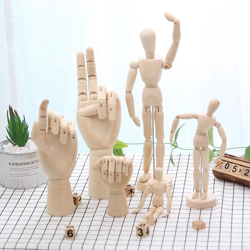 Human model ornaments joint doll human body handmade wooden hand movable art painting sketch comics table home decor accessories