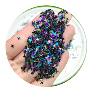 Brillo Holográfico Negro Iridiscente con Efecto Cambiante, Estrella de 4 Puntas - Product Image 2