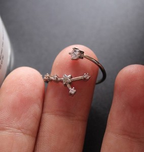 Zodyak yüzükler kadınlar için doğum günü hediyeleri 14K altın kübik zirkonya sevimli yıldız butik kişiselleştirilmiş yüzük Astrology göksel yüzük - Product Image 5