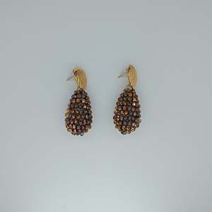 Pendientes de cristal en acero inoxidable 316L con baño de oro PVD, resistentes y sostenibles, con forma de lágrima, para mujer. - Product Image 1
