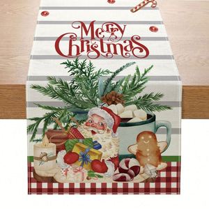 Merry Christmas <b>Table</b> <b>Runner</b> <b>Green</b> Xmas Plaid Check Winter Holiday Party Decoration Kitchen Dinning Home 72In Long Gift - Product Image 1