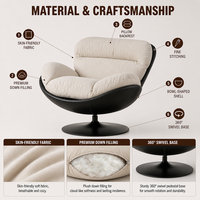 Fauteuil design pivotant, fauteuil de relaxation, luxe léger, moderne, ergonomique, salon, bureau à domicile, hôtel, lecture